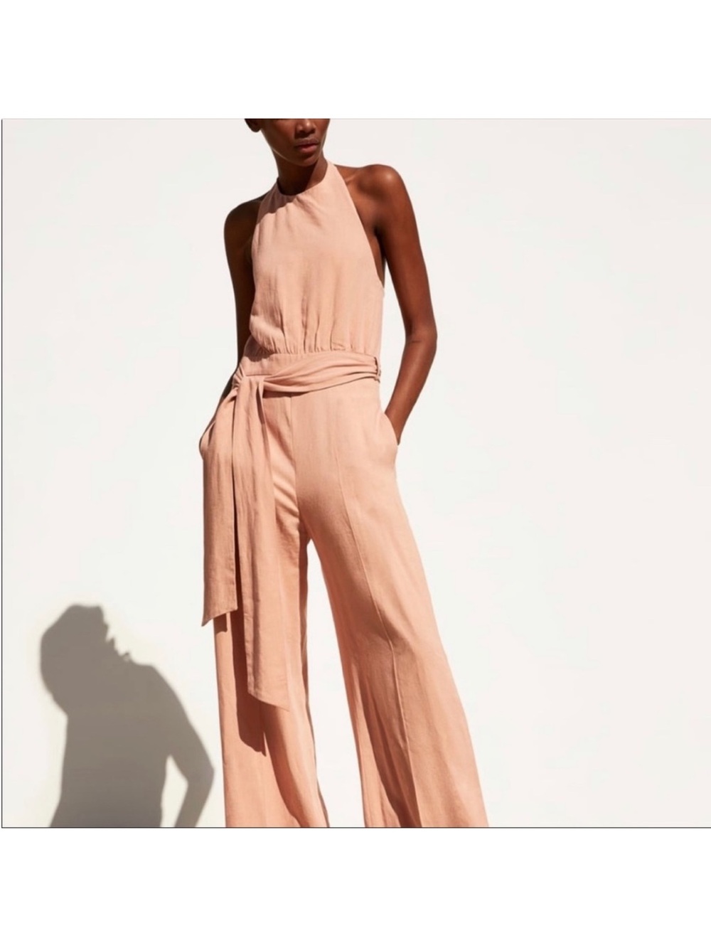 Zara linen halter jumpsuit NWT size medium